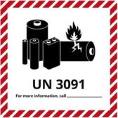 UN3091 sticker op rol met telefoonnummer 200 x 200 mm - 105 per rol