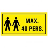 Waarschuwing, max. 40 personen tekststicker 200 x 100 mm