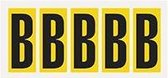Letter stickers alfabet - 20 kaarten - geel zwart teksthoogte 75 mm Letter B