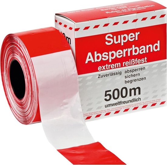 Afzetlint rood/wit 500 meter in dispenserdoos | bol.com