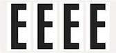 Letter stickers wit/zwart teksthoogte: 95 mm letter E