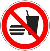 Verboden eten en drinken sticker - ISO 7010 - P022 50 mm - 10 stuks per kaart