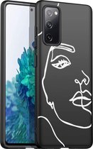 iMoshion Design voor de Samsung Galaxy S20 FE hoesje - Abstract Gezicht - Wit / Zwart