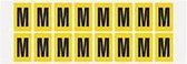 Letter stickers alfabet - 20 kaarten - geel zwart teksthoogte 25 mm Letter M