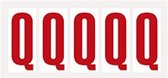 Letter stickers alfabet - 20 kaarten - rood wit teksthoogte 75 mm Letter Q