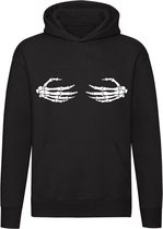 Skelet op borsten trui | sweater | vrouwen | halloween | tieten | cadeau | borsten | dames | capuchon