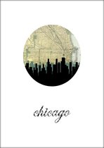 Steden Poster -Chicago Skyline - Wandposter 60 x 40 cm