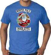 Grote maten fout Kerstshirt / Kerst t-shirt Northpole roulette blauw voor heren - Kerstkleding / Christmas outfit 3XL