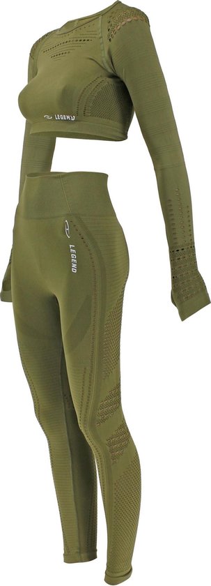 Legend Sport Outfit Ladies - Sport Top & Sport Legging taille haute armée verte M