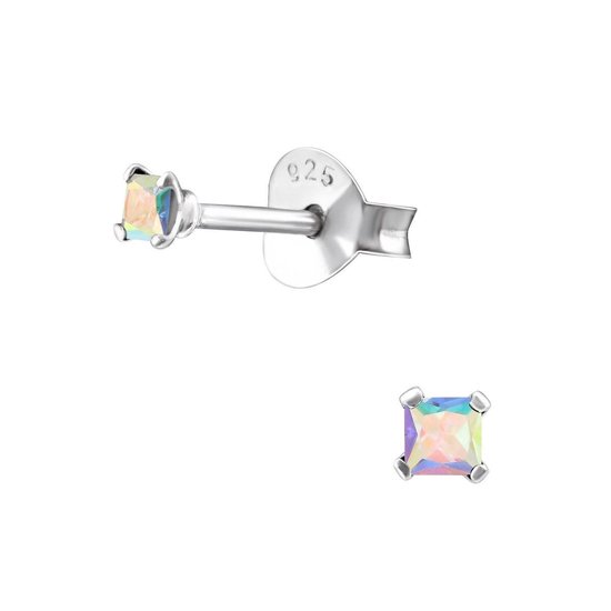 Aramat jewels ® - Aramat jewels oorbellen vierkant ab transparant 925 zilver 2mm zirkonia