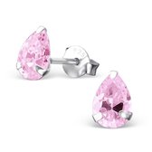 Aramat jewels ® - Oorbellen druppel zirkonia 925 zilver roze 5mm x 7mm