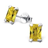 Aramat jewels ® - Oorbellen rechthoek zirkonia 925 zilver geel 4mm x 6mm