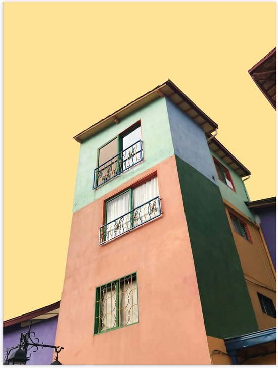 Poster – Gekleurd Huis in Plazoleta de Los Zócalos - 30x40cm Foto op Posterpapier