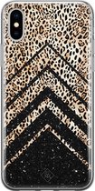 iPhone XS Max hoesje siliconen - Chevron luipaard | Apple iPhone Xs Max case | TPU backcover transparant