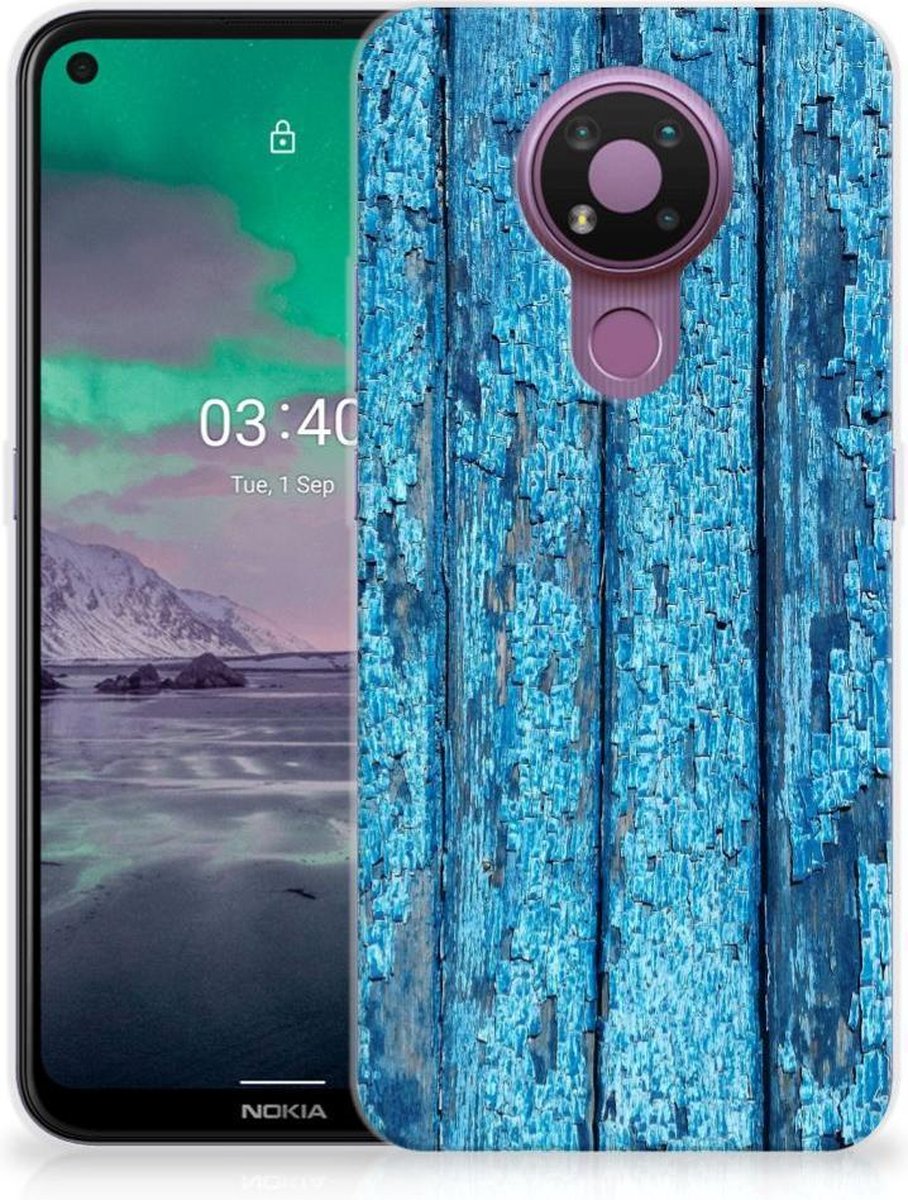 Nokia 3.4 Bumper Hoesje Wood Blue