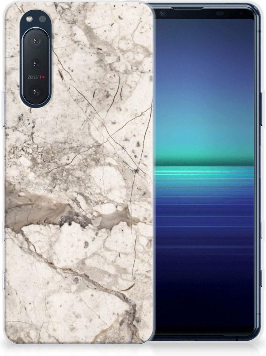 Sony Xperia 5II TPU Siliconen Hoesje Marmer Beige