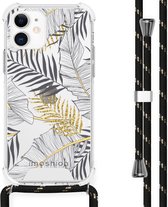 iMoshion Design hoesje met koord voor de iPhone 12 Mini - Bladeren - Zwart / Goud
