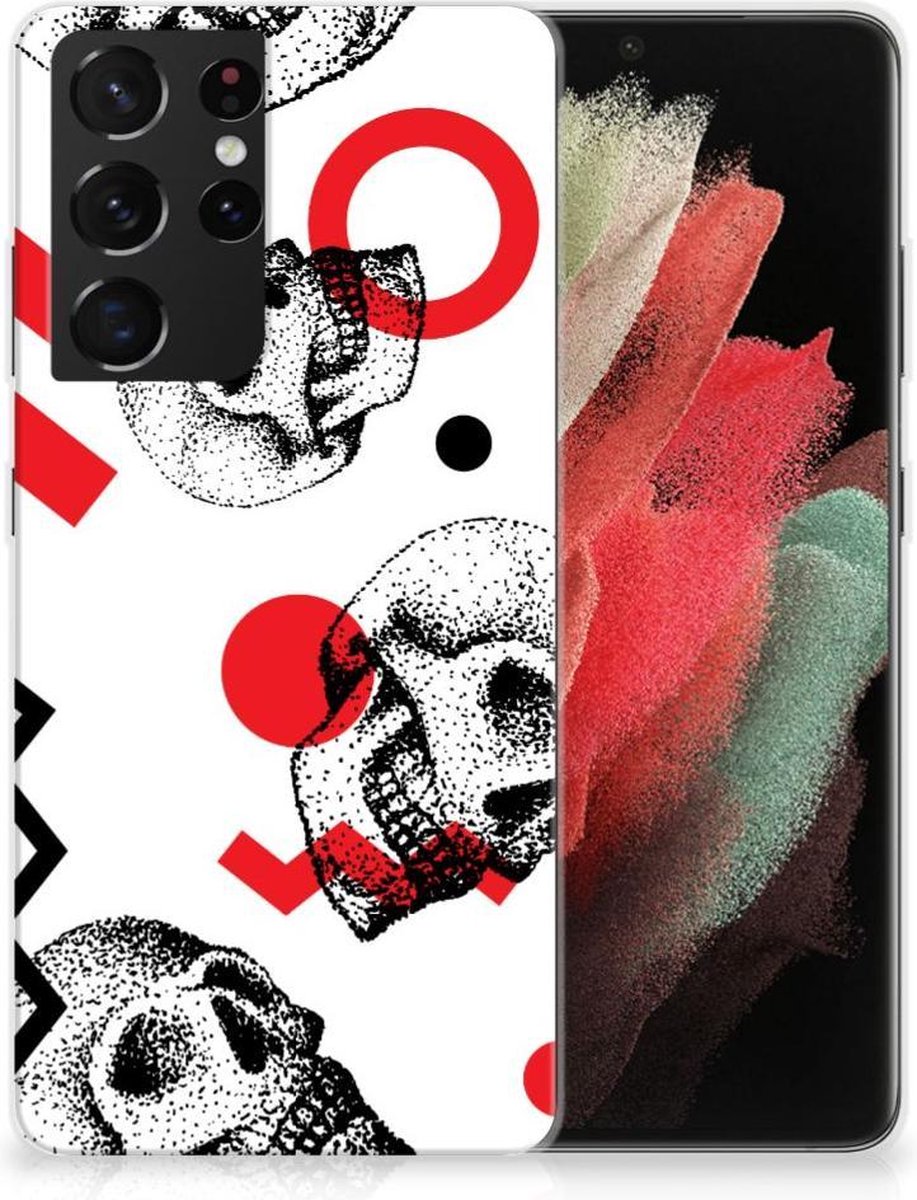 Silicone Back Case Samsung Galaxy S21 Ultra Skull Red