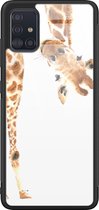 Samsung A71 hoesje glas - Giraffe - Hard Case - Zwart - Backcover - Giraffe - Bruin