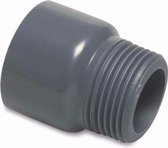 VDL Puntstuk PVC-U 32 mm x 1" lijmmof x buitendraad 10bar grijs type handgevormd
