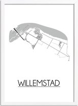 Willemstad Plattegrond poster A2 + fotolijst wit (42x59,4cm) - DesignClaud