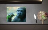 Inductieplaat Beschermer - Jonge Gorilla van Dichtbij - 60x52 cm - 2 mm Dik - Inductie Beschermer van Vinyl