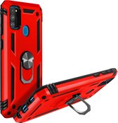 Convient pour Samsung Galaxy M21/M31/M30s Hybrid Case Video Support Ring rouge