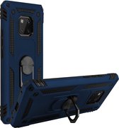 Geschikt voor Huawei Mate 20 Pro Hybrid Case Video Support Ring donker blauw