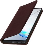 Leren Foliocase Geschikt voor Samsung Note 10 Plus Kaarthouder Standfunctie - Bruin