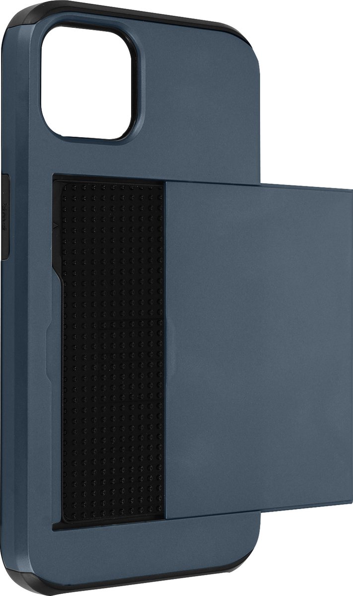 Hoes Geschikt voor Apple iPhone 13 Mini met Kaarsleuven Schokbestendig Defender Blauw