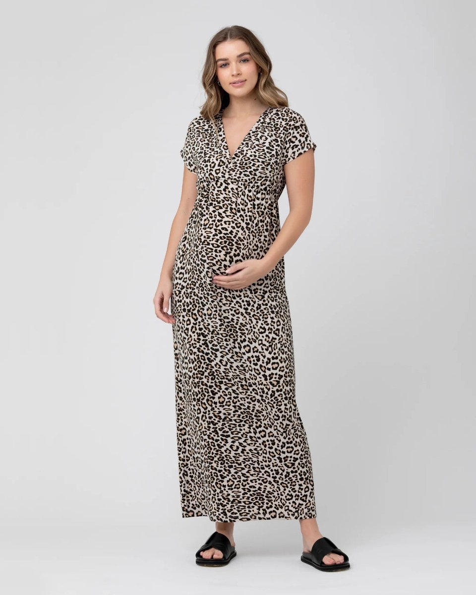 LEO Animal Print Nursing dress Natural maat M