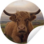 Tuincirkel Schotse Hooglander - Dieren - Berg - 150x150 cm - Ronde Tuinposter - Buiten