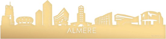 Skyline Almere Goud Metallic - 120 cm - Woondecoratie - Wanddecoratie - Meer steden beschikbaar - Woonkamer idee - City Art - Steden kunst - Cadeau voor hem - Cadeau voor haar - Jubileum - Trouwerij - WoodWideCities
