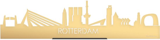 Standing Skyline Rotterdam Goud Metallic - 40 cm - Woon decoratie om neer te zetten en om op te hangen - Meer steden beschikbaar - Cadeau voor hem - Cadeau voor haar - Jubileum - Verjaardag - Housewarming - Aandenken aan stad - WoodWideCities