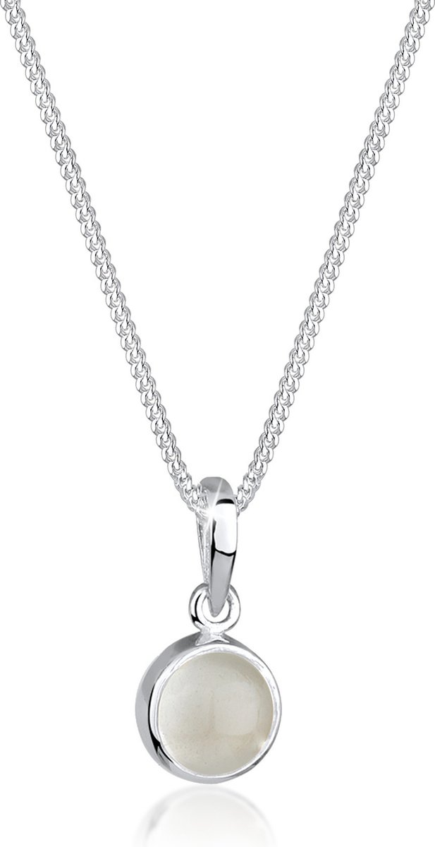 Elli Ketting Klassiek Maansteen Edelsteen Natuur 925 Sterling Zilver