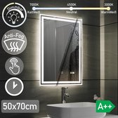LED Badkamer spiegel 50x 70 cm, digitale klok, dimbaar, anticondensfunctie