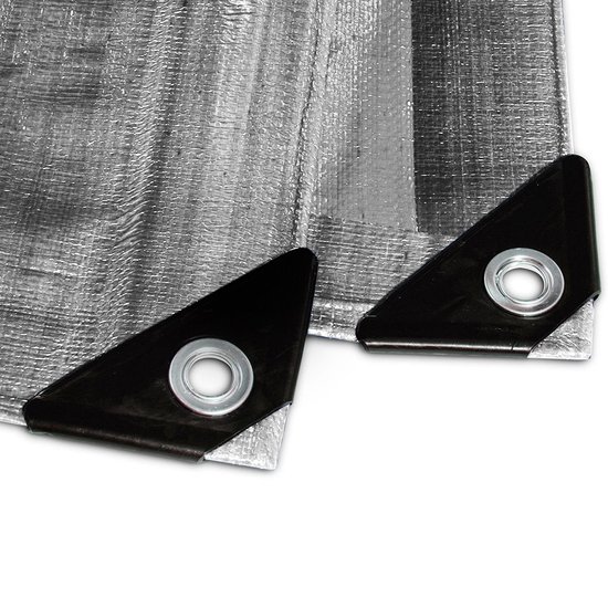 Floordirekt Afdekzeil, zeildoek, beschermend zeil, bootzeil, tentzeil voor camping en outdoor, tuin, waterdicht, met ringen, verschillende maten en kleuren, 6 x 8 m, 240 g/m², groen