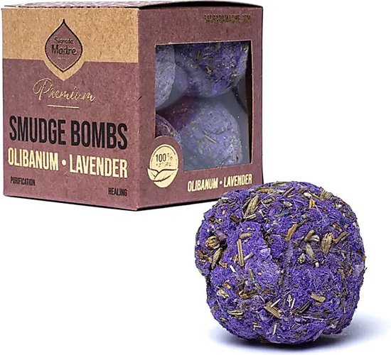 Smudge ballen (smudge bombs) premium, Olibanum en lavendel, Sagrada Madre, 8 stuks