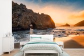 Behang - Fotobehang Pfeiffer Beach bij de Big Sur in Amerika - Breedte 420 cm x hoogte 280 cm