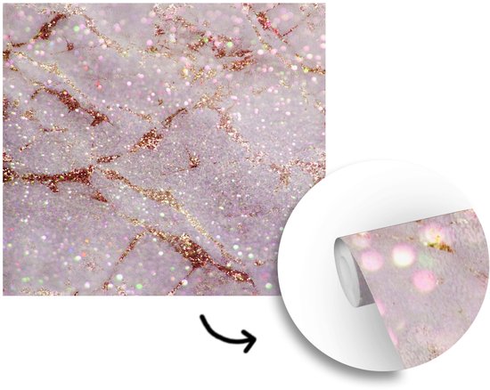 Papier peint - Papiers Papier peint photo Marbre - Violet - Glitter - Largeur 220 cm x Hauteur 220 cm