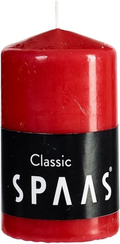 SPAAS Rustieke Cilinderkaars/Stompkaars - rood - 6 x 10 cm - 25 branduren