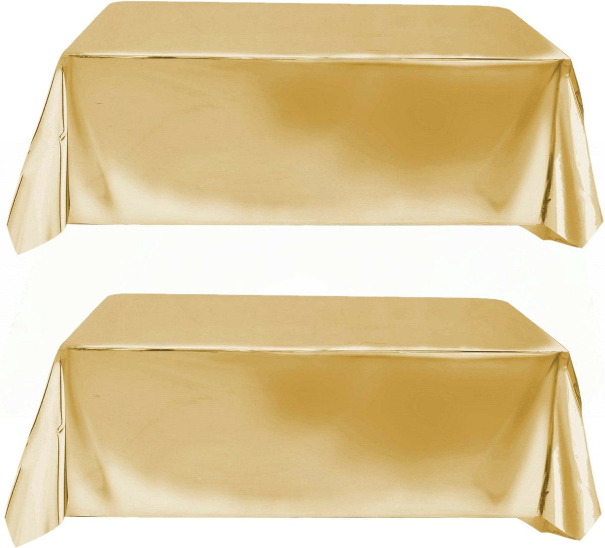 Guirca Tafelkleed/tafellaken - 2x stuks - polyester folie - metallic goud - 140 x 275 cm