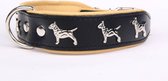 Dog's Companion Leren Halsband - Bull Terriër - Lengte: 55 cm Verstelbaar van: 45-53 cm x 40 mm - Zwart/Naturel