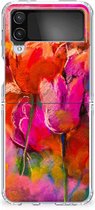 Smartphone hoesje Geschikt voor Samsung Galaxy Z Flip 4 Silicone Case Tulips