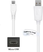 Câble Micro USB de 0 m. Câble de charge Witte . Cordon de charge pour Samsung Galaxy A2 Core, A10 (pas pour A10e), A10s, SM-A107, A3 (A300 / A310) à partir de 2016, A5 (A500 à partir de 2014 / A510 à partir de 2016)