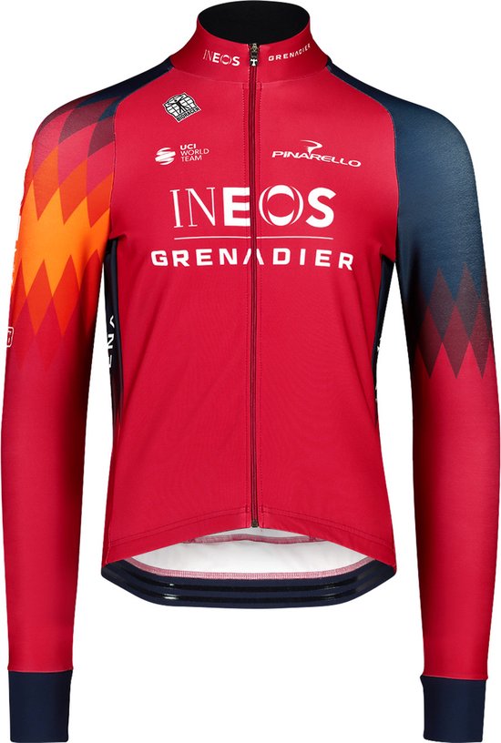 BIORACER Fietsshirt Heren Lange Mouw Officiele Fietskledij INEOS Grenadiers Rood. bol