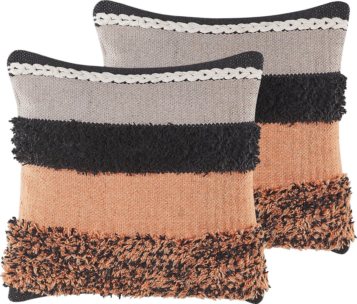 Beliani MIHALGAZI - Sierkussen set van 2 - Multicolor - 45 x 45 cm - Katoen Meerkleurig