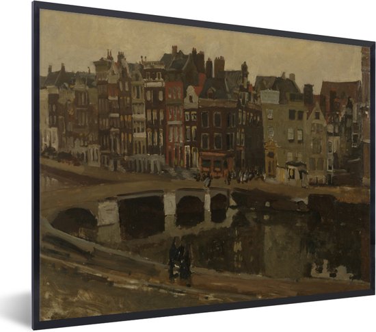 Fotolijst incl. Poster - Het Rokin in Amsterdam - Schilderij van George Hendrik Breitner - 40x30 cm - Posterlijst