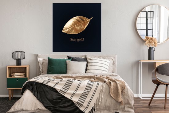 Feuille d'or avec la citation Stay gold poster papier 100x100 cm - Tirage photo sur Poster (décoration murale salon / chambre) / Poster Plantes