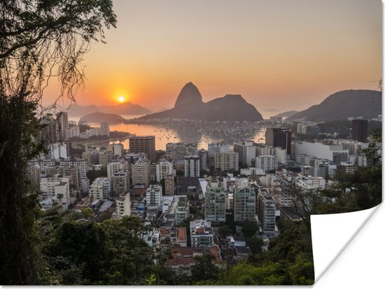 Rio de Janeiro in de ochtend Poster 40x30 cm - klein - Foto print op Poster (wanddecoratie woonkamer / slaapkamer) / Brazilië Poster